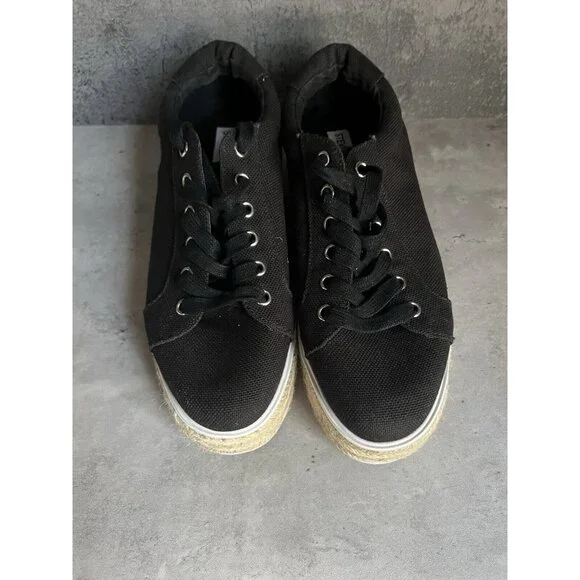 Steve Madden Karma Espadrille Sneakers Womens size 9.5 M Black White Platform - Picture 13 of 16